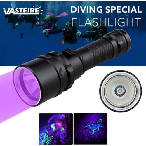 XPE UV 395nm Diver Light Underwater 100M LED Scuba Diving Flashlight 10W 365-395nm Torch+18650 Battery+Battery Charger