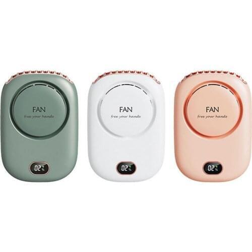 Portable Neck Fan Mini USB Charging Air Cooler No Curly Hair Power Display Fan