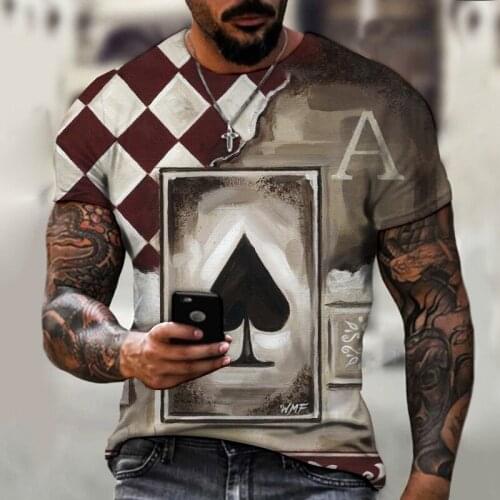 Sexy Designer 2021 Popular Design Spade a Printed T-shirt Street Trend Retro Style Short Sleeve Top Fashion Street Trend Tees