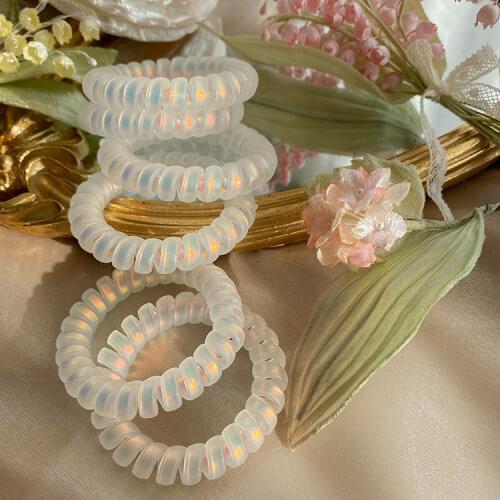 LISM Fashion Girls Telephone Cord Hair Ties Matte Mermaid Colorful Elastic Hairband Ponytail Holder Hair Accessories