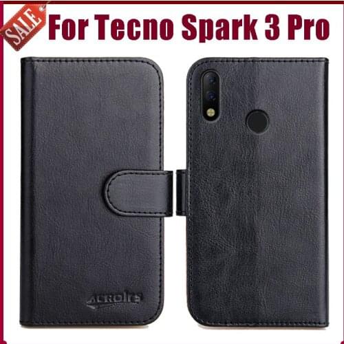 Luxury Flip Leather Case for Tecno Spark 3 Pro Case 100% Special Wallet Cover Funda Card Holder Mobile Phone Bag