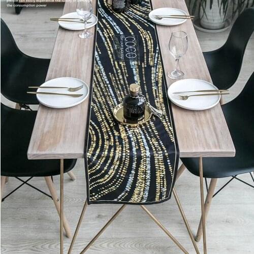 Luxury Table Runner Quicksand Table Runners Modern Tafelloper Dining Table Decor Camino De Mesa Kitchen Decoration Black White
