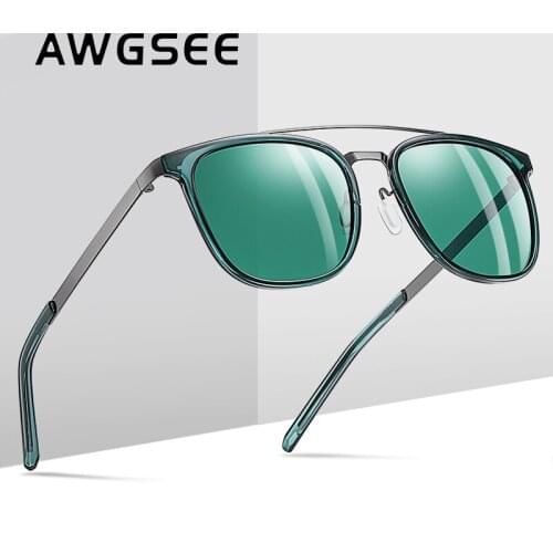 AWGSEE Vintage Aluminum Sunglasses Mens Driving Polarized Lens UV400 Mirror Male Sun Glasses Women For Men Oculos de sol