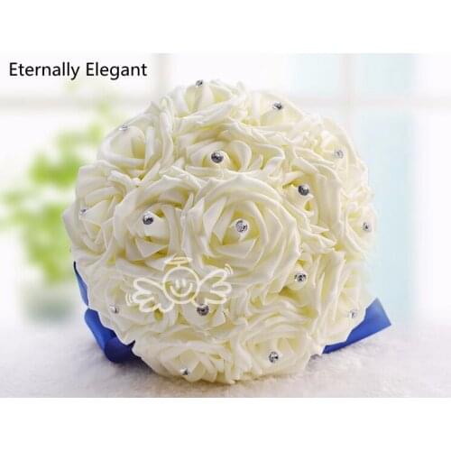 Hot Sale Wedding Flowers Bridal Bouquets Ribbon Artificial Wedding Bouquet With Pearl 2015 New buque de noiva MDB05