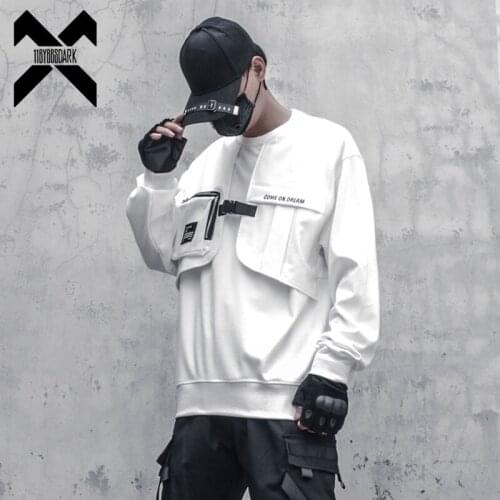 11 BYBBS DARK Men Patchwork Sweatshirt Hip Hop Streetwear 2021 Fashion Harajuku Fake Two Piece O-Neck Pullover Loose Tops WB320