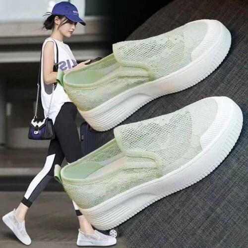Women Flat Shoes 2021 Spring Summer Mesh Ladies Loafers Female Soft Breathable Sneakers Lace Woman Casual Shoes Zapatos De Mujer