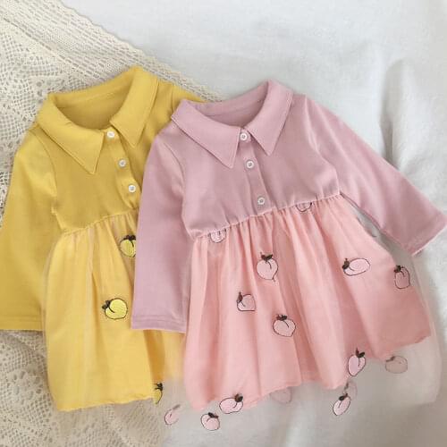 2021 spring and autumn girls dress long-sleeved Korean style foreign baby skirt baby child children gauze princess dress