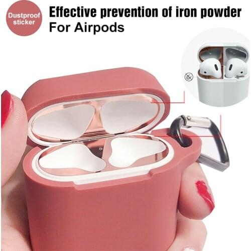 Dust Guard Sticker For Apple Airpods 2 1 Anti-dirt Metal Sticker For AirPods 2 1 Wireless Bluetooth Earphone Box Color Sticker