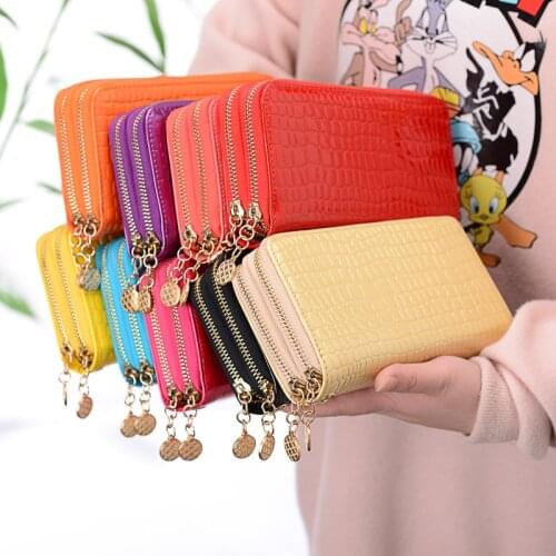 Women Wallet Solid Color High Capacity Multifunctional Cartoon Pattern Multi-pocket Women Purse