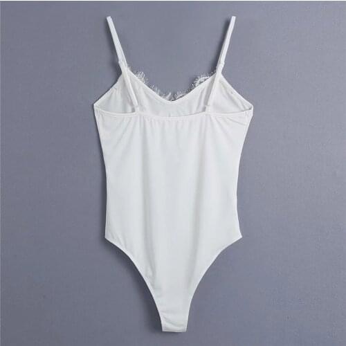 Za Woman White Lace Bodysuit Female Summer 2021 Sexy Lingerie Bodysuit Bodysuit With Open Back Thin Straps Basic Black Jumpsuit