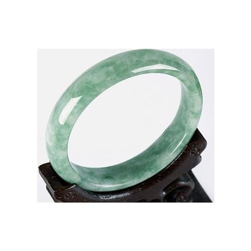 Zheru Jewelry Natural 54-64mm Burmese Jadeite Light Green Bracelet Elegant Princess Jewelry Best Gift for Mother and Girlfriend