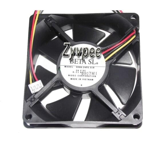Zyvpee 8025 80*25mm D08A-24PG 24V 0.11A 3 Wires 3 Pins Case Fan 8CM Inverter Cooler