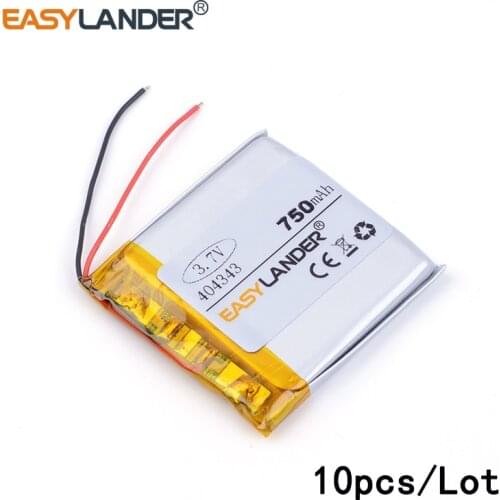 10pcs /Lot 3.7v lithium Li ion polymer rechargeable battery 404343 750MAH For MP3 MP4 GPS E-book Bluetooth Speaker toys 044343