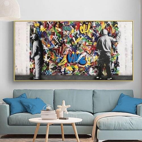 Abstract Graffiti Behind The Curtain Oils Paintings For Interior Poster Decoration Wall Paintings Art Canvas Rints Bedroom Decor