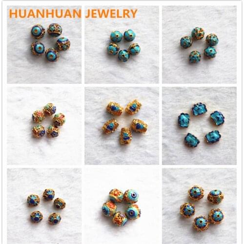 Grace Butterfly Various Shapes Cloisonne Accessories Women Bracelets Necklace Jewelry Making Spacers Beads Diy Findings 5pcs/Bag