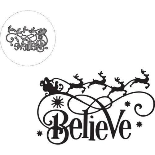Metal Cutting Dies English Words Believe Elk Craft Paper Cards Scrapbooking DIY Making Template 2021