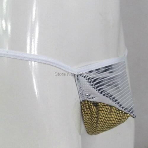 Mens sexy string pouch thong Shiny gold/silver Foiled G645K Small pouch