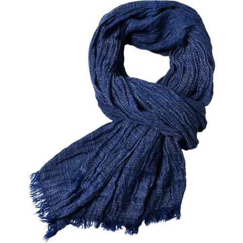 2020 New Fashion Women Winter Scarf Men Warm Soft Tassel Bufandas Cachecol Gray Plaid Woven Wrinkled Cotton Men Scarves