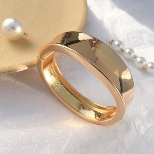 New Cuff Bracelets Bangles For Women Girls Trendy Mirror Open Thick Gold Color Charm Bangles Jewelry Party Lover Birthday Gifts