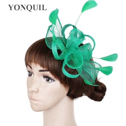 New Style Green Party Feather Fascinators Hats Elegant Ladies Sposa Wedding Headwear Party Church Headdress On Hair Combs SYF231