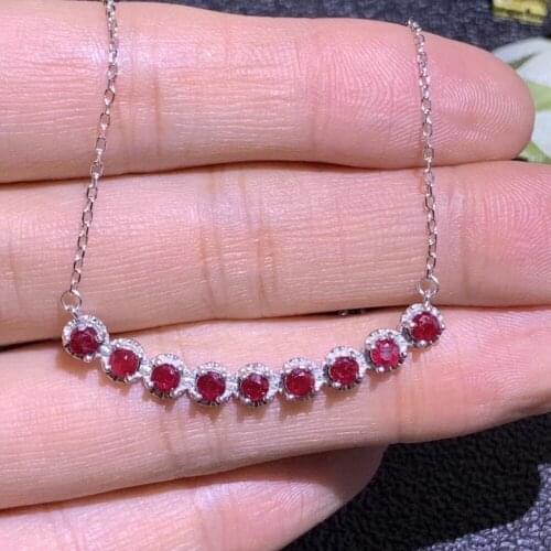 Natural red ruby gem Pendant necklace S925 silver Natural gemstone necklace Fashion cute smile women girl party gift jewelery