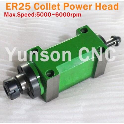 ER25 Collet Chuck Max. 5000~6000rpm. Power Head Power Unit 1500W 1.5KW 2hp Machine Tool Spindle for Drilling/Milling/Boring