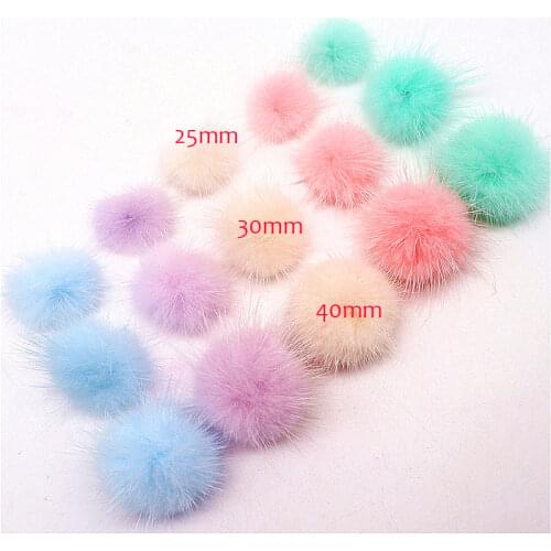 Real Mink Fur Pompoms 25mm 30mm 40mm Pom Poms Balls Natural Fur Pompon for Hats Bags Shoes Scarves Accessories