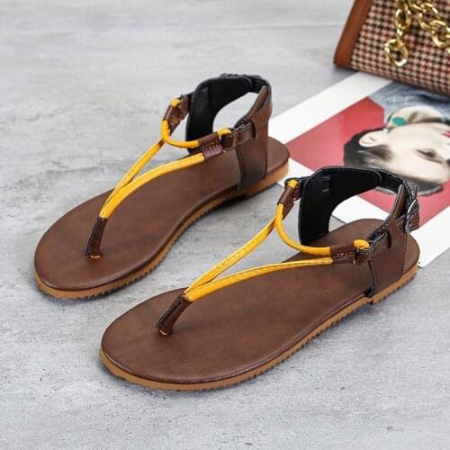 2021Summer Flat Sandals For Women Flip Flops Casual Ankle Buckle Flats Shoes Woman Plus Size Comfortable Female Beach Sandals