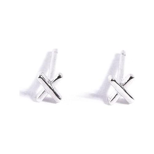 S925 Sterling Earrings Japanese and South Korean Trend XX letter character 0xcircle multiplier personality simple Earring
