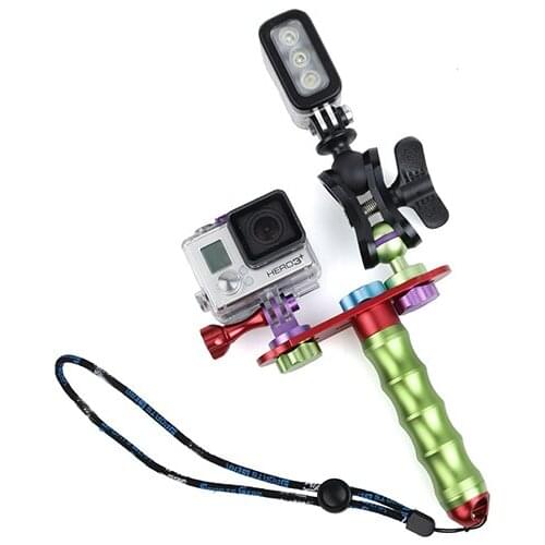 Aluminum CNC 10 in 1 set Handheld Self Shot Tripod Mount Ball Clamp for Gopro 8 7 6 5 4 3+ 3 Camera Lighting Diving Outdoor