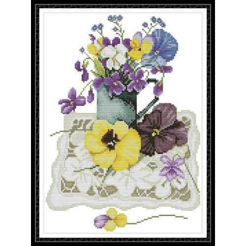 Everlasting Love A Vase On A Lace Mat Chinese Cross Stitch Kits Ecological Cotton Clear Stamped Printed 14 11CT DIY Decorations