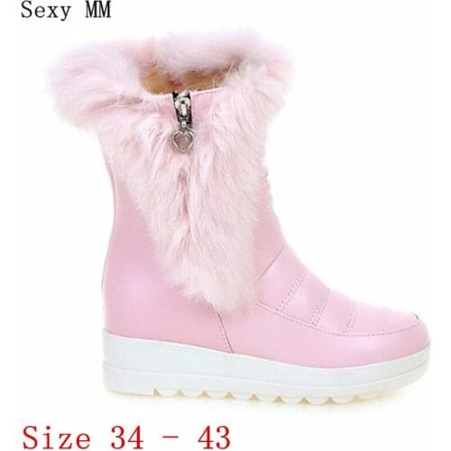 Winter Warm Boots Women Wedges Platform Mid-Calf Snow Boots Woman Short Boots High Quality Plus Size 34-40.41.42.43 Botas botte