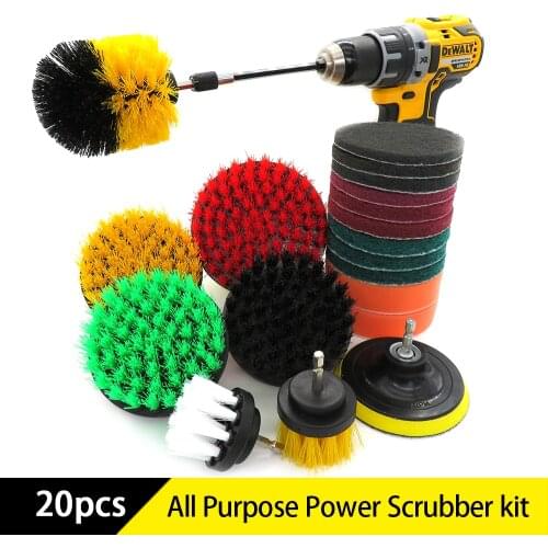 20Pcs/Set Drill brush power scrubber Brush Cleaning Kit Bathroom Surfaces Tub, Shower, Tile,Toilet Drill Attachment Kit
