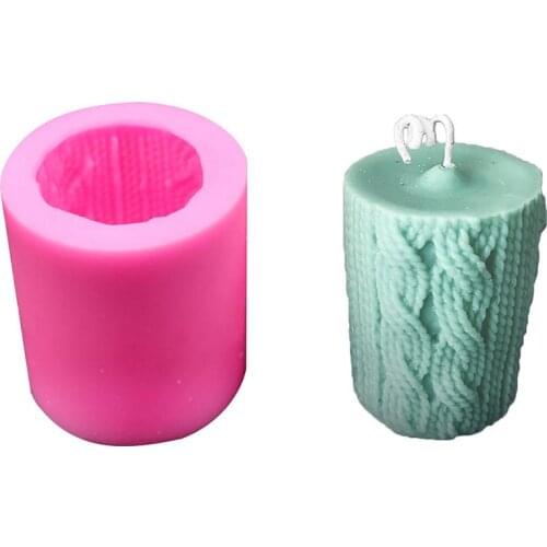 3D Knitting Wool Cylinder Silicone Candle Mould DIY Candle Craft Chocolate Mold Handmade Candles Aroma Wax Soap Molds