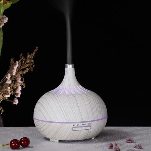 400ml Hot Sale WIFI Ultrasonic Hollow Wood Grain Air Humidifier Aromatherapy Essential Oil Diffuser With 7 Color Night Lights