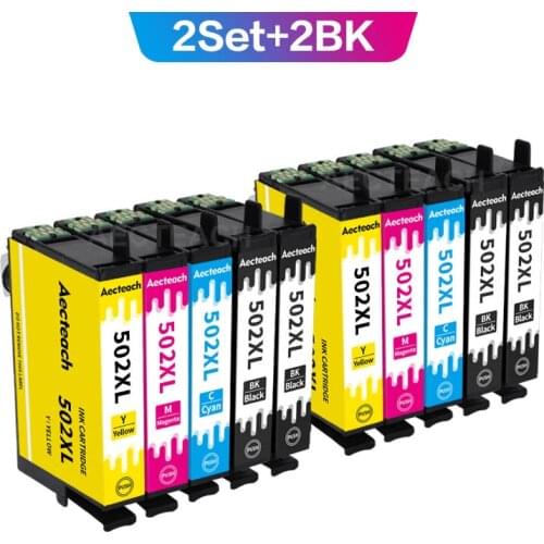 Aecteach T502XL 502 Compatible Ink Cartridge With ARC Chip For Epson T502 XL Expression Home XP-5100 XP-5105 WF-2860DWF printers