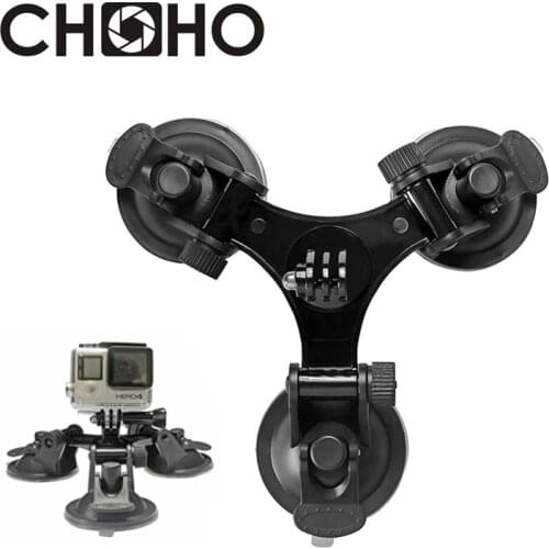 Car Suction Cup Glass Holder Triangle Low angle + 1/4" tripod Adapter Mount for Gopro 9 8 7 6 5 4 SJCAM Xiaomi Yi 4K Accessories