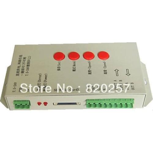 Free shipping digital programmable led pixel controller, support IC WS2811,LPD6803,WS2801,TM1804.etc; T-1000S