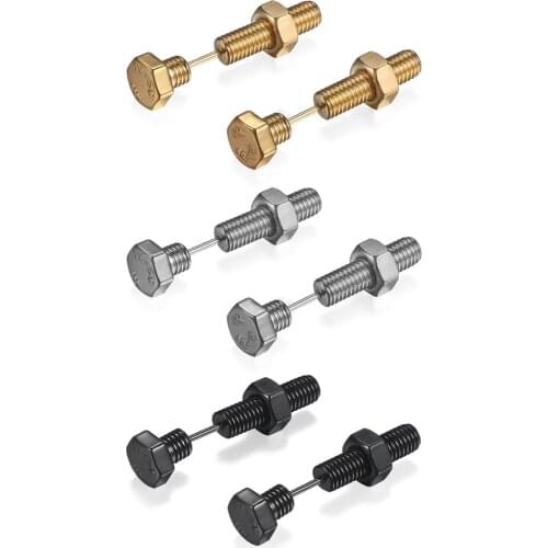 BONISKISS 1Pair Unisex Punk Rock Stainless Steel Nail Screw Piercing Stud Earrings Novelty Ear Piercings Fashion Jewelry 2020