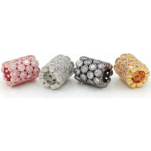 10*8*8mm Micro Pave Clear CZ Cylinder Beads Of Bezel Setting Fit For Making DIY Bracelets Or Necklaces Jewelry