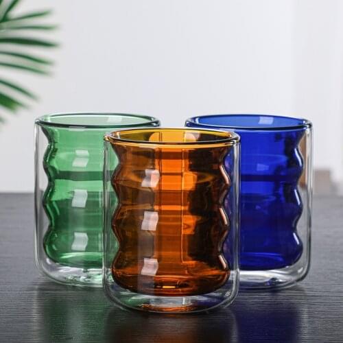 Color Double-layer Thick Coffee Cups, Reusable Cups, Heat-resistant Glass, Coffee Cups, Not Hot