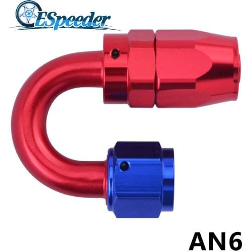 ESPEEDER AN6 Elbow Fittings Anoized Aluminium Fitting 180Degree Swivel AN6 Fitting Adapter Hose End Oil Fuel Reusable Fittings