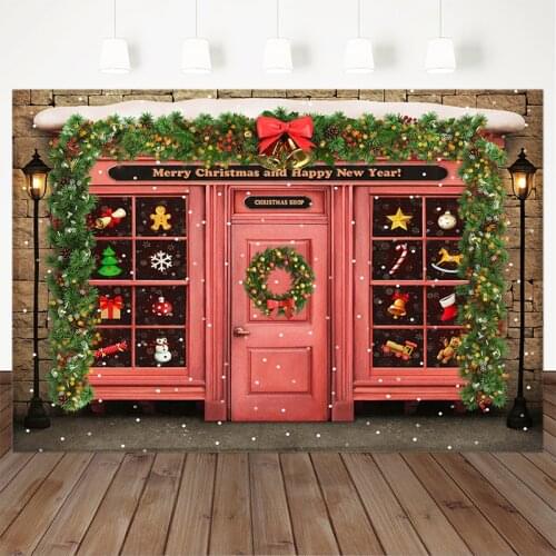 Photography Backdrops Merry Christmas And Happy New Year Garland Bell Vintage Wall Christmas Shop Background For Photo Studio