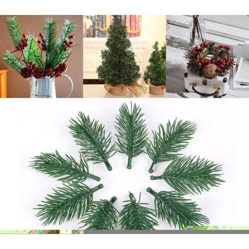 30PcS Artificial Plants Pine Branches Christmas Tree New Gift Xmas Year Decorations Ornaments DIY Party Accessories Florals S2U8