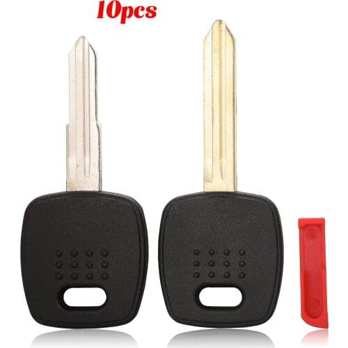 Jingyuqin 10pcs New Transponder Chip Fob For Nissan Remote Key Shell Case Cover With Blank Uncut Blade Replacement