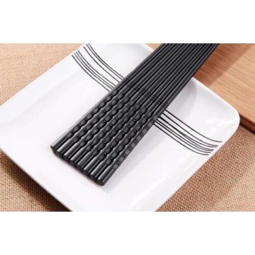 Flower Pattern Chinese Chopsticks Black Color Non-Slip Durable Chopstick for Kitchen Hotel Restaurant