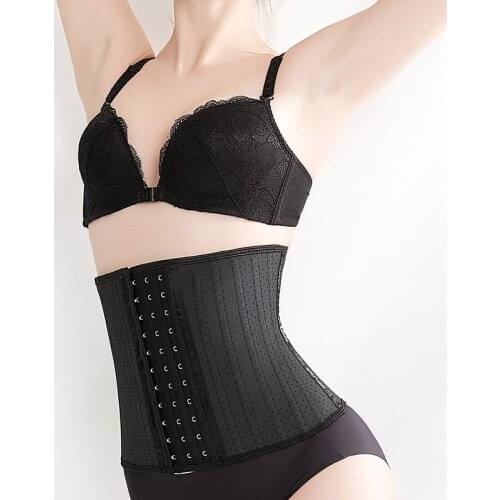 25cm Short Breathable Latex Waist Trainer 25 Steel Boned Corset Waist Cincher Shaper Slim Modeling Strap Women Body Shaper 9005