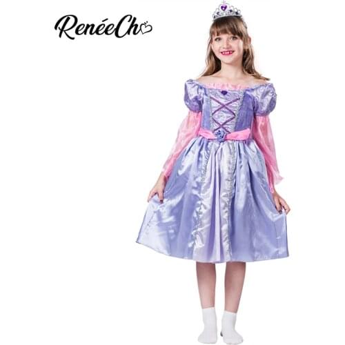 Halloween costume for kids Victorian Princess Costume girl purple dress tower maiden cosplay cinderella child costume