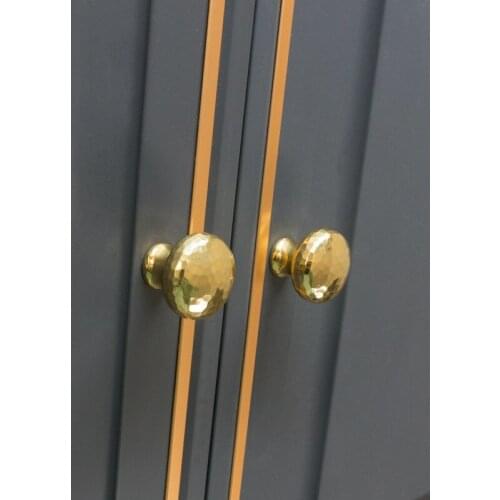 Creative handmade hammered brass handle wardrobe cabinet drawer cabinet door handle small single hole