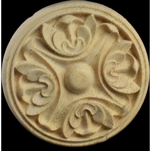 6/8/10CM Round Onlay Applique Wooden Wood Carving Decal Furniture Wall Corner Decor Cabinets Mirrors Home Decoration Accessories